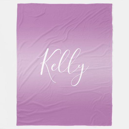 Bewerkbaar Soft Mauve Ombre & White Text Script Fleece Deken (Voorkant)