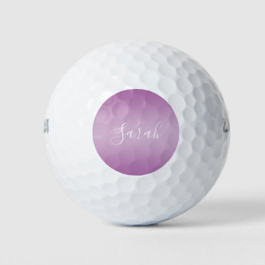 Bewerkbaar Soft Mauve Ombre & White Text Script Golfballen (Voorkant)