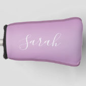 Bewerkbaar Soft Mauve Ombre & White Text Script Golfheadcover (Voorkant)