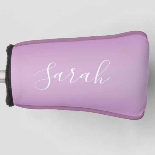 Bewerkbaar Soft Mauve Ombre & White Text Script Golfheadcover (Voorkant)