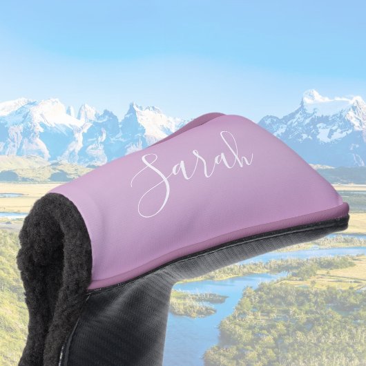 Bewerkbaar Soft Mauve Ombre & White Text Script Golfheadcover
