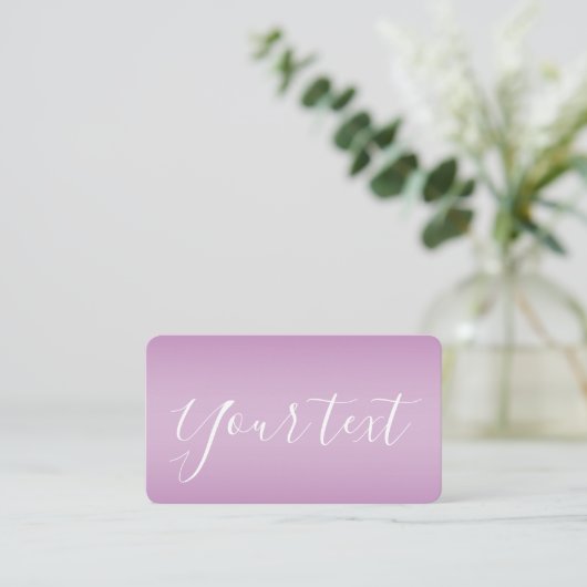Bewerkbaar Soft Mauve Ombre & White Text Script Informatiekaartje (Staand voorkant)