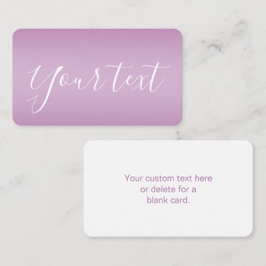 Bewerkbaar Soft Mauve Ombre & White Text Script Informatiekaartje (Voorkant / Achterkant)