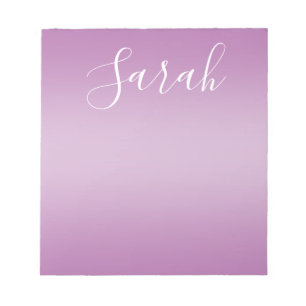 Bewerkbaar Soft Mauve Ombre & White Text Script Notitieblok