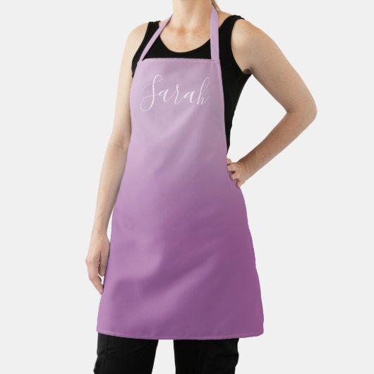 Bewerkbaar Soft Mauve Ombre & White Text Script Schort (Insitu)