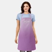Bewerkbaar Soft Mauve Ombre & White Text Script Schort (Gedragen)
