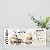 Bewerkbaar Spanje Vliegticket, Spanje Trip Kaart (Staand voorkant)