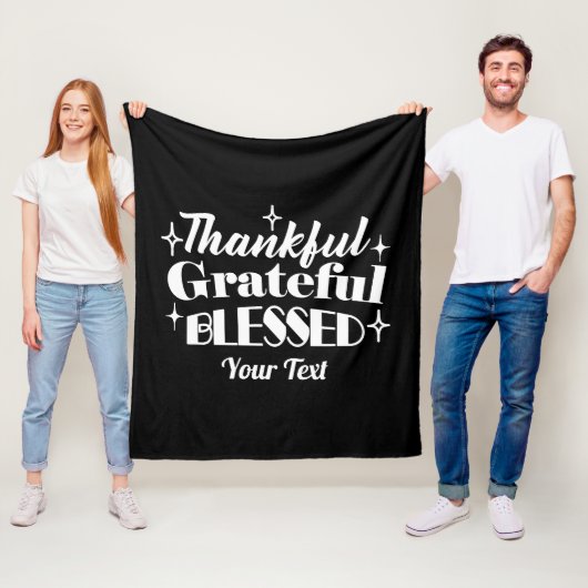 Bewerkbaar Sparkling Thanksgiving Quote Design Fleece Deken (In situ)