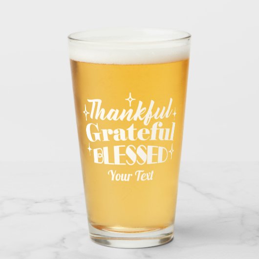 Bewerkbaar Sparkling Thanksgiving Quote Design Glas (Voorkant gevuld)