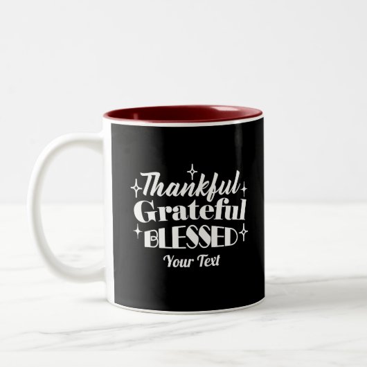 Bewerkbaar Sparkling Thanksgiving Quote Design Tweekleurige Koffiemok (Links)