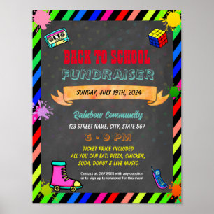 Bewerkbaar terug naar school jaren 80 thema flyer poster