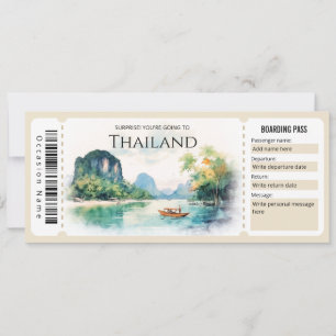 Bewerkbaar Thailand Plane Boarding Pass Ticket Kaart