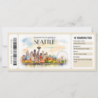 Bewerkbaar ticket voor Seattle Plane Boarding Pass Kaart