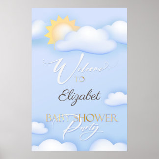 Bewerkbaar troebel Baby shower Welkomstteken. Poster