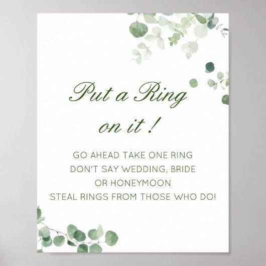 Bewerkbaar 'Trouwring Bridal Shower Spel Poster (Voorkant)