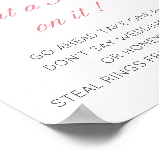 Bewerkbaar 'Trouwring erop'- Bruiloftsspel Poster (Hoek)