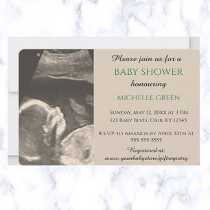 Bewerkbaar Ultrasound Baby shower Kaart