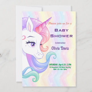 Bewerkbaar Unicorn-Baby shower Kaart