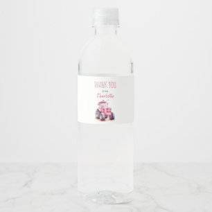 bewerkbaar Verjaardag Roze Tractor Water Fles Labe Waterfles Etiket