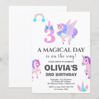 Bewerkbaar verjaardagsfeest van Unicorn Kaart