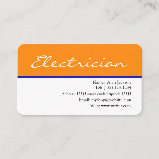 Bewerkbaar Visitekaartje voor elektricien (Voorkant)