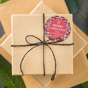 Bewerkbaar vlakpatroon donkerrood kerstrood ronde sticker