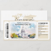 Bewerkbaar vliegticket Washington DC, Washington Kaart (Voorkant / Achterkant)