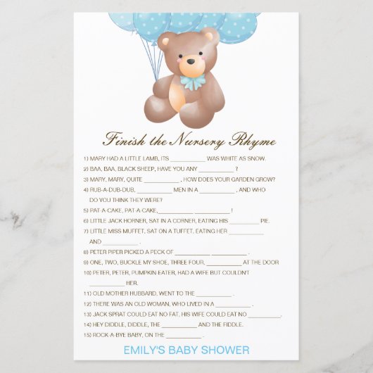 Bewerkbaar Voltooi het Nursery Rhyme met Antwoord (Voorkant)