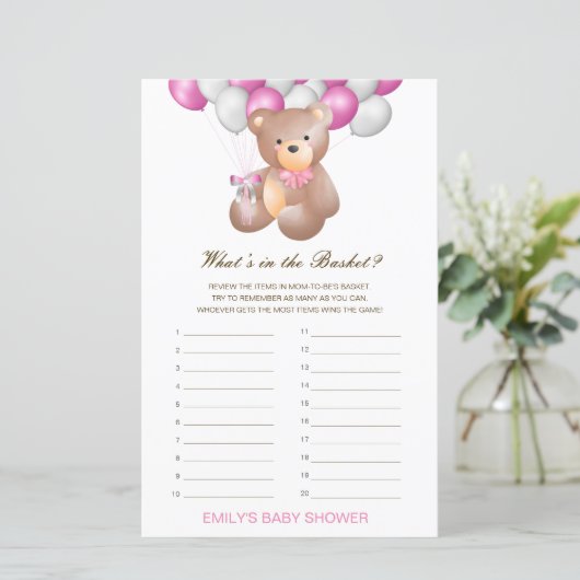 Bewerkbaar wat is er in het Basket Baby shower Gam (Staand voorkant)