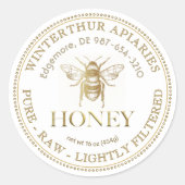 Bewerkbaar White Honey Jar Label met Gold Bee (Voorkant)