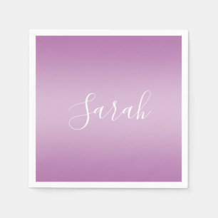 Bewerkbaar zacht mauve ombre- en witte tekstscript servet