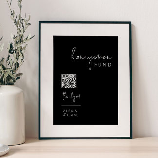 Bewerkbaar zwart-wit bruiloft huwelijksreis teken poster