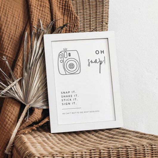 Bewerkbaar Zwart-wit Trouwcamerateken Poster