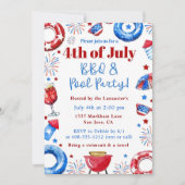 Bewerkbare 4 juli BBQ & Pool Party uitnodiging (Voorkant)