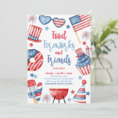 Bewerkbare 4 juli BBQ uitnodiging Onafhankelijkhei (Staand voorkant)