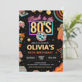 Bewerkbare 80s verjaardagsfeestje uitnodiging Teru (Staand voorkant)