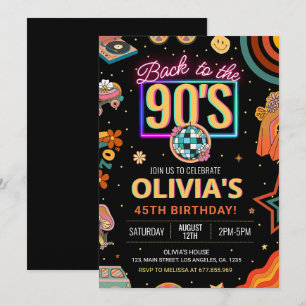 Bewerkbare 90s verjaardagsfeestje uitnodiging Teru