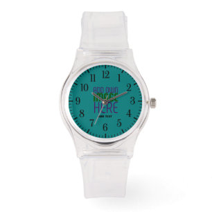 BEWERKBARE AARDIGE HELDERE TEAL GROENE AFBEELDING HORLOGE