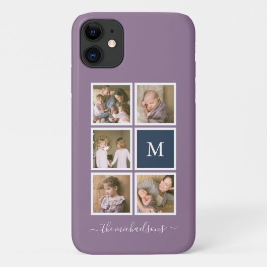 Bewerkbare achtergrond Kleurmonogram Fotocollage Case-Mate iPhone Case (Achterkant)