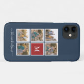 Bewerkbare achtergrond Kleurmonogram Fotocollage Case-Mate iPhone Case (Achterkant (horizontaal))