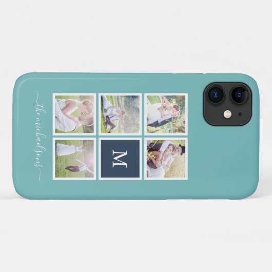 Bewerkbare achtergrond Kleurmonogram Fotocollage Case-Mate iPhone Case (Achterkant (horizontaal))