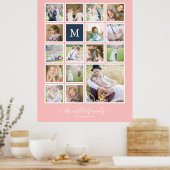 Bewerkbare achtergrond Kleurmonogram Fotocollage Poster (Keuken)