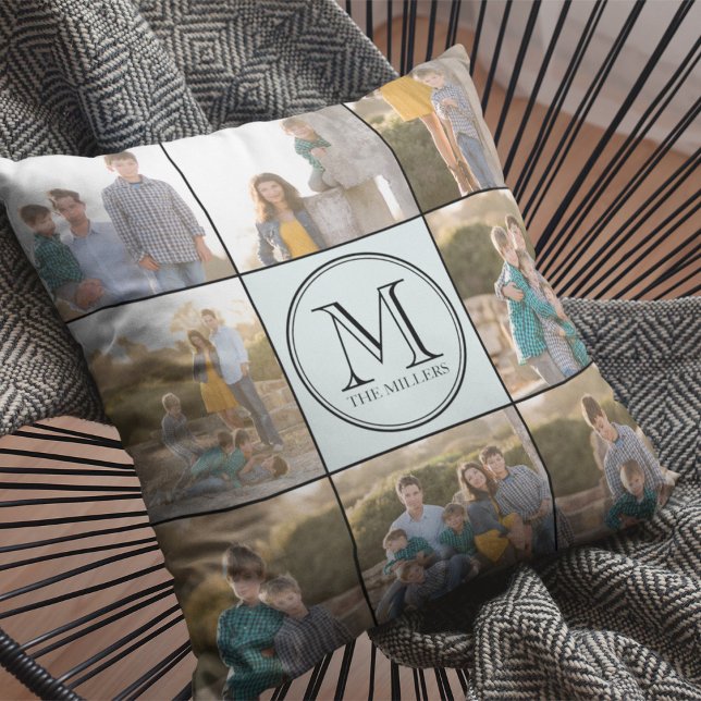 Bewerkbare achtergrondkleur Aangepaste monogram fo Kussen (Creator heeft geüpload)
