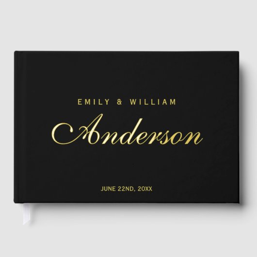 Bewerkbare achtergrondkleur Elegant huwelijksscrip Gastenboek (Voorkant)