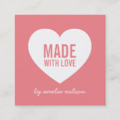 Bewerkbare achtergrondkleur gemaakt met liefdeshar vierkante visitekaartje (Voorkant)