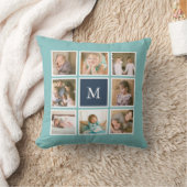 Bewerkbare achtergrondkleur Monogram foto collage Kussen (Deken)