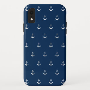 Bewerkbare achtergrondkleur Nautisch anker iPhone XR Hoesje