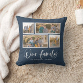Bewerkbare achtergrondkleur onze familie foto coll kussen (Deken)