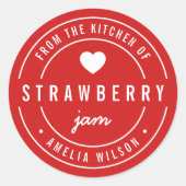 BEWERKBARE Achtergrondkleur Vanuit de Keuken van Ronde Sticker (Voorkant)