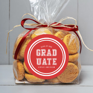 Bewerkbare achtergrondkleur Varsity Graduate Ronde Sticker